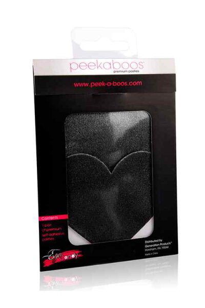 Peekabo Pasties Black Satin Heart
