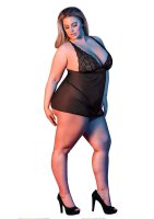 Baby Doll Fly Away Back & G-Set Black Queen Size 2 XL